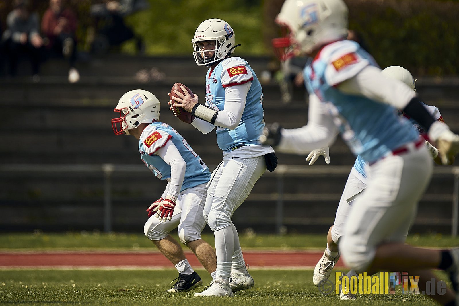 Spiel der Regionalliga AFCV NRW Season 2024 Troisdorf Jets vs. Bonn Gamecocks am 21.04.2024 im Aggerstadion Troisdorf, Punkte Endstand 28 : 07.
[Bildnummer: 2024-04-21_060] - TroisdorfJetsVsBonnGamecocks