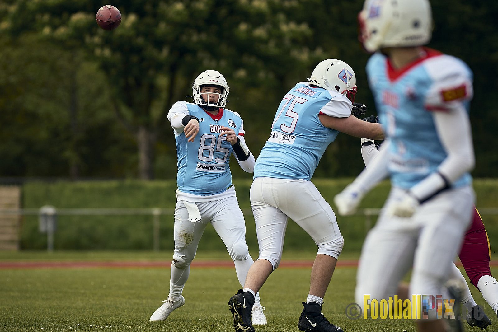 Spiel der Regionalliga AFCV NRW Season 2024 Troisdorf Jets vs. Bonn Gamecocks am 21.04.2024 im Aggerstadion Troisdorf, Punkte Endstand 28 : 07.
[Bildnummer: 2024-04-21_076] - TroisdorfJetsVsBonnGamecocks