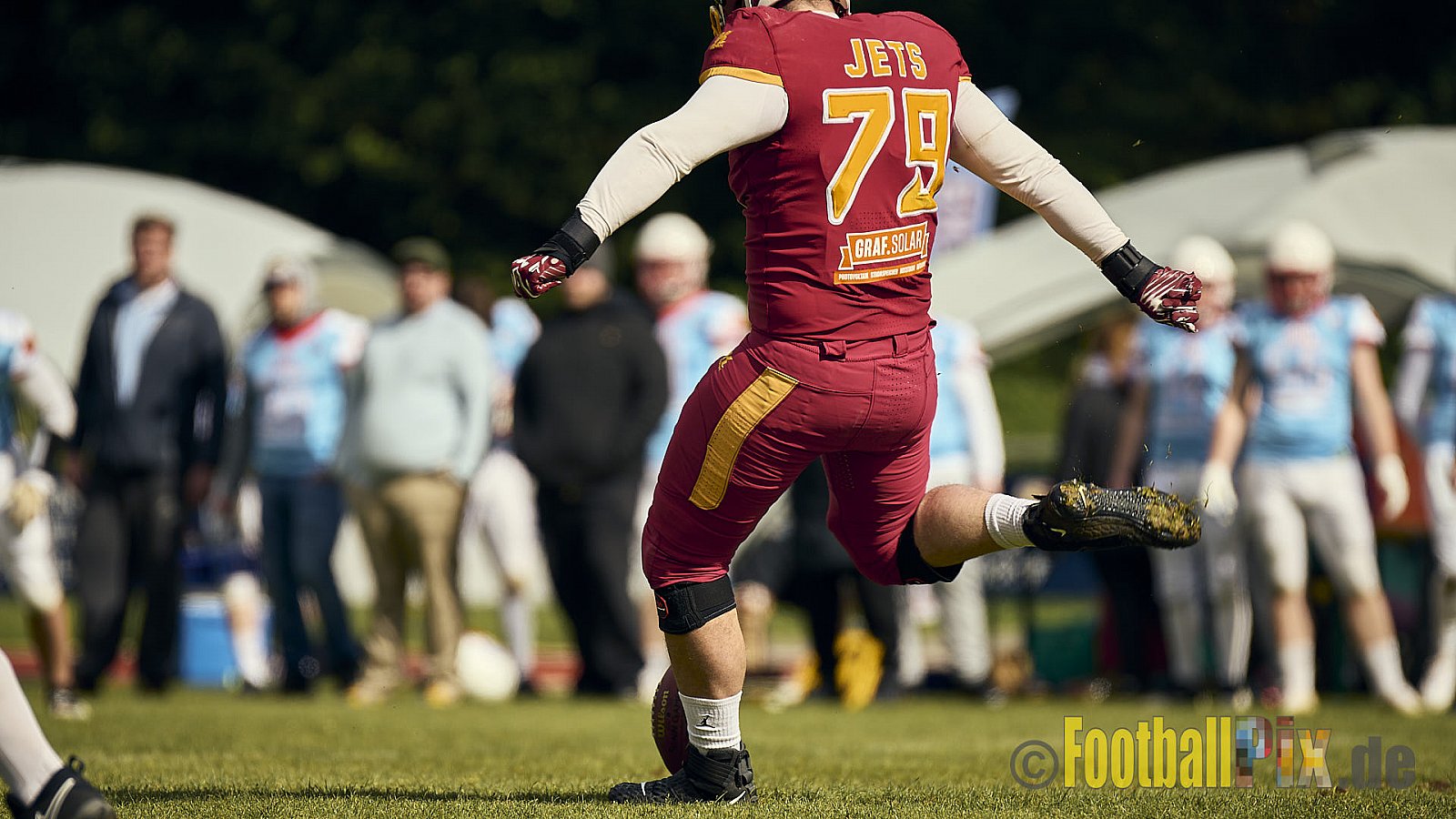 Spiel der Regionalliga AFCV NRW Season 2024 Troisdorf Jets vs. Bonn Gamecocks am 21.04.2024 im Aggerstadion Troisdorf, Punkte Endstand 28 : 07.
[Bildnummer: 2024-04-21_207] - TroisdorfJetsVsBonnGamecocks