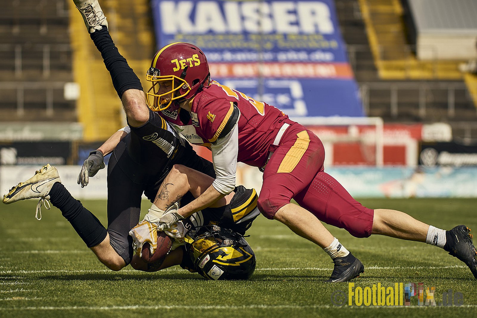 AFCV Regionalliga Season 2024 Krefeld Ravens vs. Troisdorf Jets am 05.05.2024 im Stadion Grotenburg, Tiergartenstraße 165, 47800 Krefeld, Punkte Endstand 46 : 14.
[Bildnummer: 2024-05-05_0398] - KrefeldRavensVsTroisdorfJets