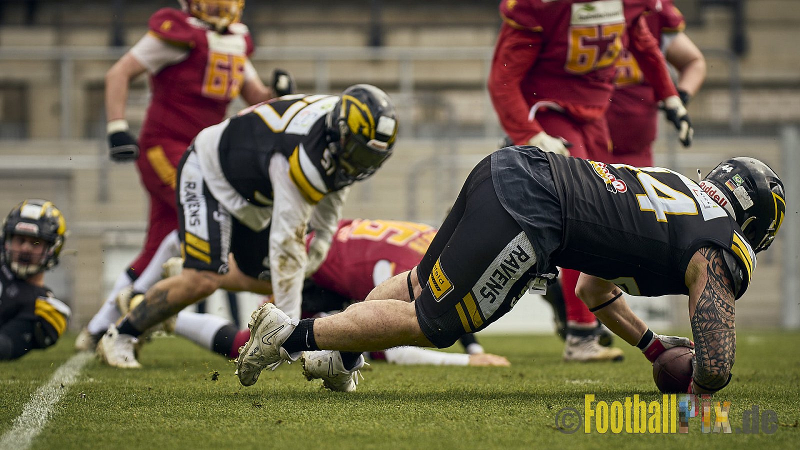 AFCV Regionalliga Season 2024 Krefeld Ravens vs. Troisdorf Jets am 05.05.2024 im Stadion Grotenburg, Tiergartenstraße 165, 47800 Krefeld, Punkte Endstand 46 : 14.
[Bildnummer: 2024-05-05_0510] - KrefeldRavensVsTroisdorfJets