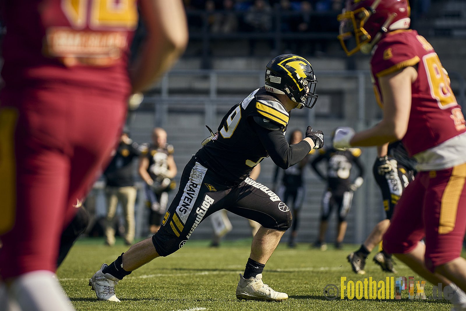 AFCV Regionalliga Season 2024 Krefeld Ravens vs. Troisdorf Jets am 05.05.2024 im Stadion Grotenburg, Tiergartenstraße 165, 47800 Krefeld, Punkte Endstand 46 : 14.
[Bildnummer: 2024-05-05_0598] - KrefeldRavensVsTroisdorfJets