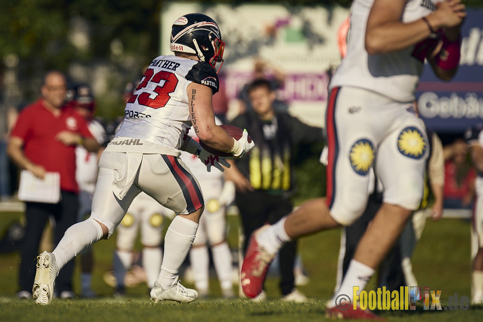 GFL2 Season 2024 Langenfeld Longhorns vs. Düsseldorf Panther am 25.05.2024 im Jahnstadion Langenfeld, Jahnstraße 4, 40764 Langenfeld (Rheinland). Punkte Endstand 16 : 07.
[Bildnummer: 2024-05-25_0572] - LangenfeldLonghornsVsDdorfPanther