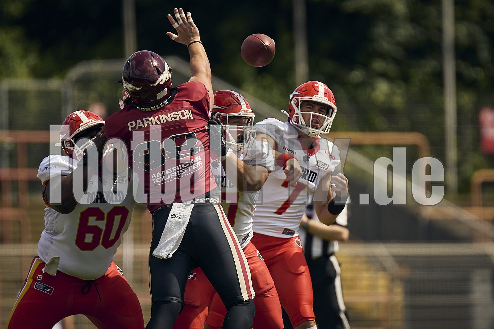 3.Spielwoche der European League of Football (ELF) Season 2024 Madrid Bravos at Rhein Fire am 08.06.2024 im Stadion Niederrhein, 2a Lindnerstraße, Osterfeld, Oberhausen, North Rhine – Westphalia, 46149, Germany. Spiel Endstand 22 : 10. Bildnummer: 2024-06-08_0317 - Elf MadridBravosAtRheinFire