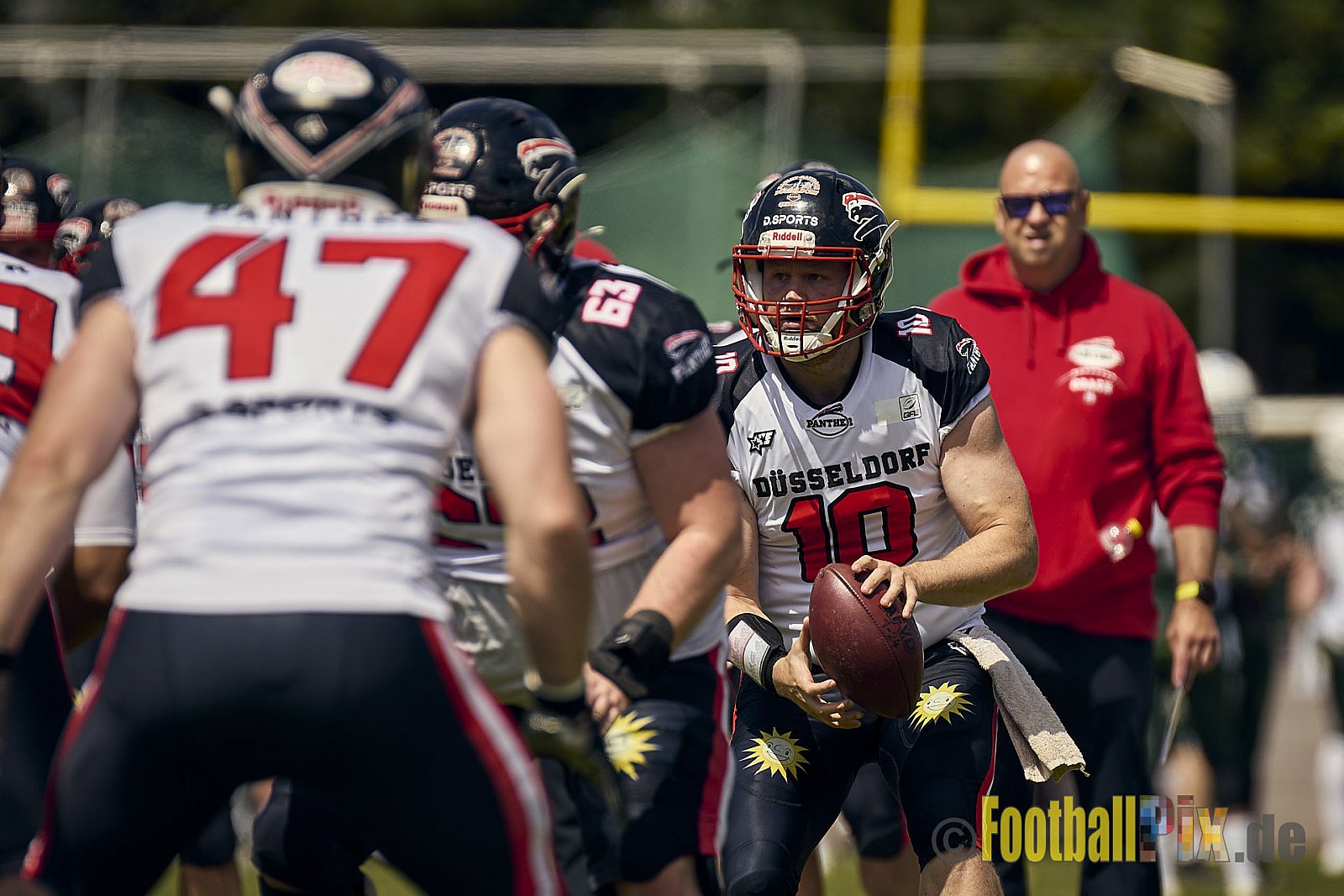 GFL2 Season 2024 Düsseldorf Panther vs. Bielefeld Bulldogs am 09.06.2024 im Bezirks Sportanlage Benrath, Nürnberger Straße, Benrath, Stadtbezirk 9, Dusseldorf, North Rhine – Westphalia, 40599, Germany. Punkte Endstand 30 : 0. - DPantherVsBielefeldBulldogs