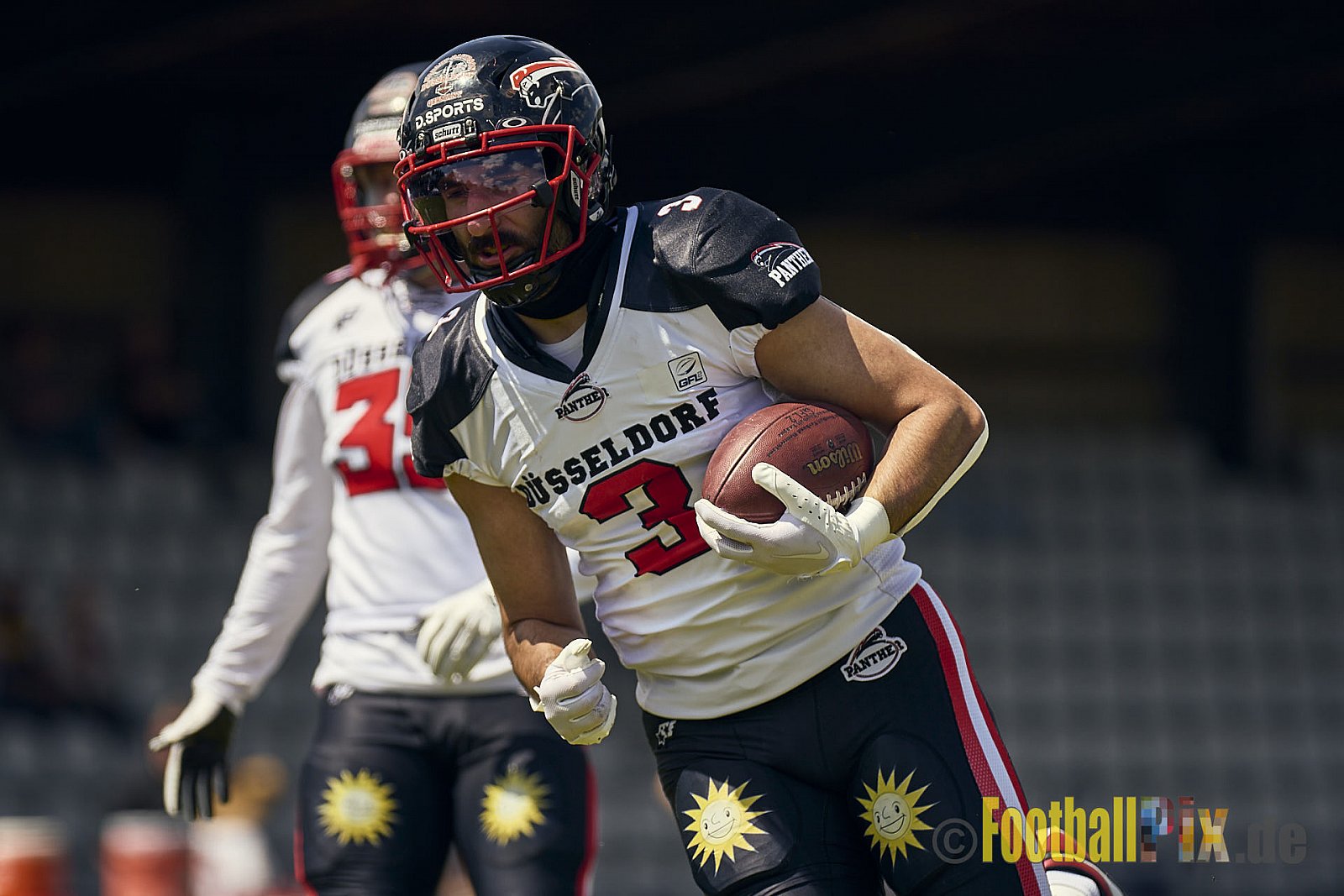 GFL2 Season 2024 Düsseldorf Panther vs. Bielefeld Bulldogs am 09.06.2024 im Bezirks Sportanlage Benrath, Nürnberger Straße, Benrath, Stadtbezirk 9, Dusseldorf, North Rhine – Westphalia, 40599, Germany. Punkte Endstand 30 : 0. - DPantherVsBielefeldBulldogs