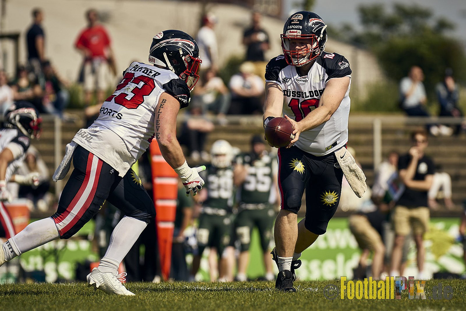 GFL2 Season 2024 Düsseldorf Panther vs. Bielefeld Bulldogs am 09.06.2024 im Bezirks Sportanlage Benrath, Nürnberger Straße, Benrath, Stadtbezirk 9, Dusseldorf, North Rhine – Westphalia, 40599, Germany. Punkte Endstand 30 : 0. - DPantherVsBielefeldBulldogs