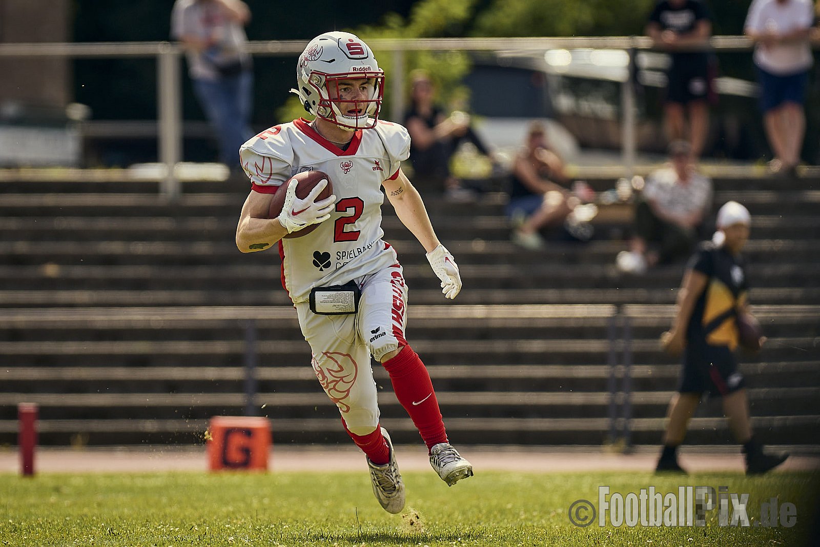 GFL2 Season 2024 Düsseldorf Panther vs. Cottbus Crayfish am 29.06.2024 im Bezirks Sportanlage Benrath, Nürnberger Straße, Benrath, Stadtbezirk 9, Dusseldorf, North Rhine-Westphalia, 40599, Germany. Punkte Endstand 64 : 0. - DPantherVsCottbusCrayfish