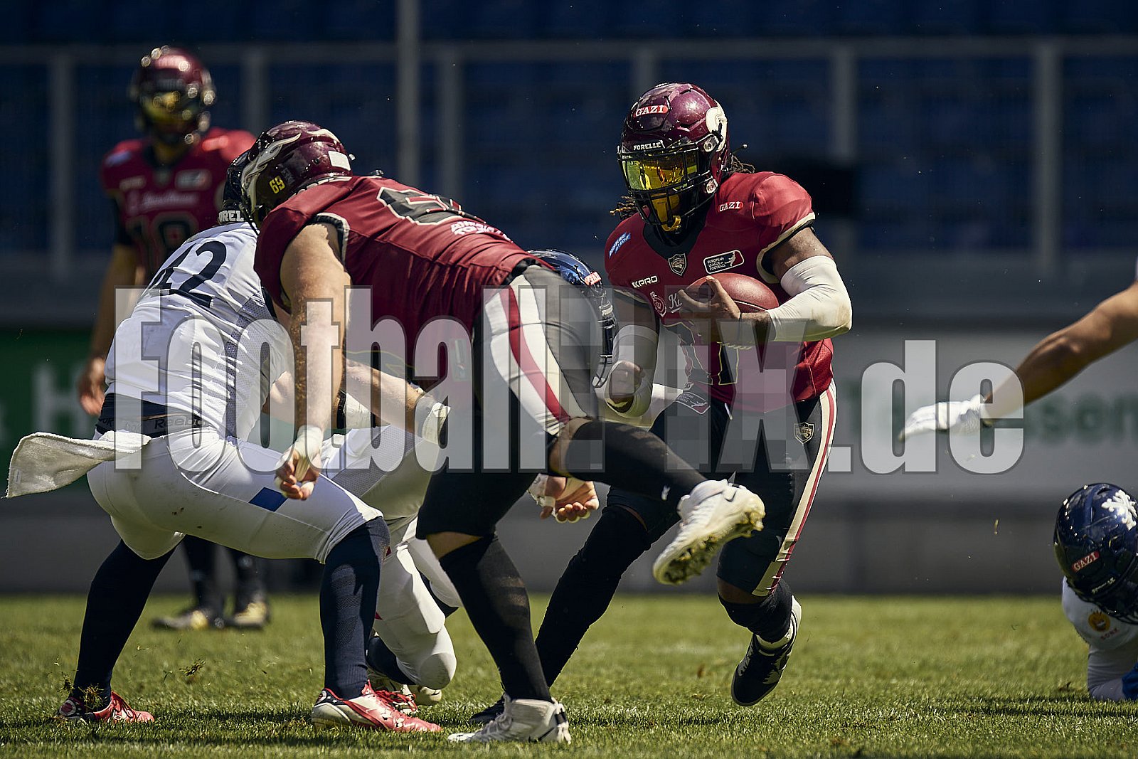 10.Spielwoche der European League of Football (ELF) Season 2024 Paris Musketeers at Rhein Fire am 28.07.2024 im Stadion Schauinsland-Reisen-Arena, Margaretenstraße 5-7, 47055 Duisburg. Spiel Endstand 06 : 38. Bildnummer: 2024-07-28_0624 - Elf ParisMusketeersAtRheinFire