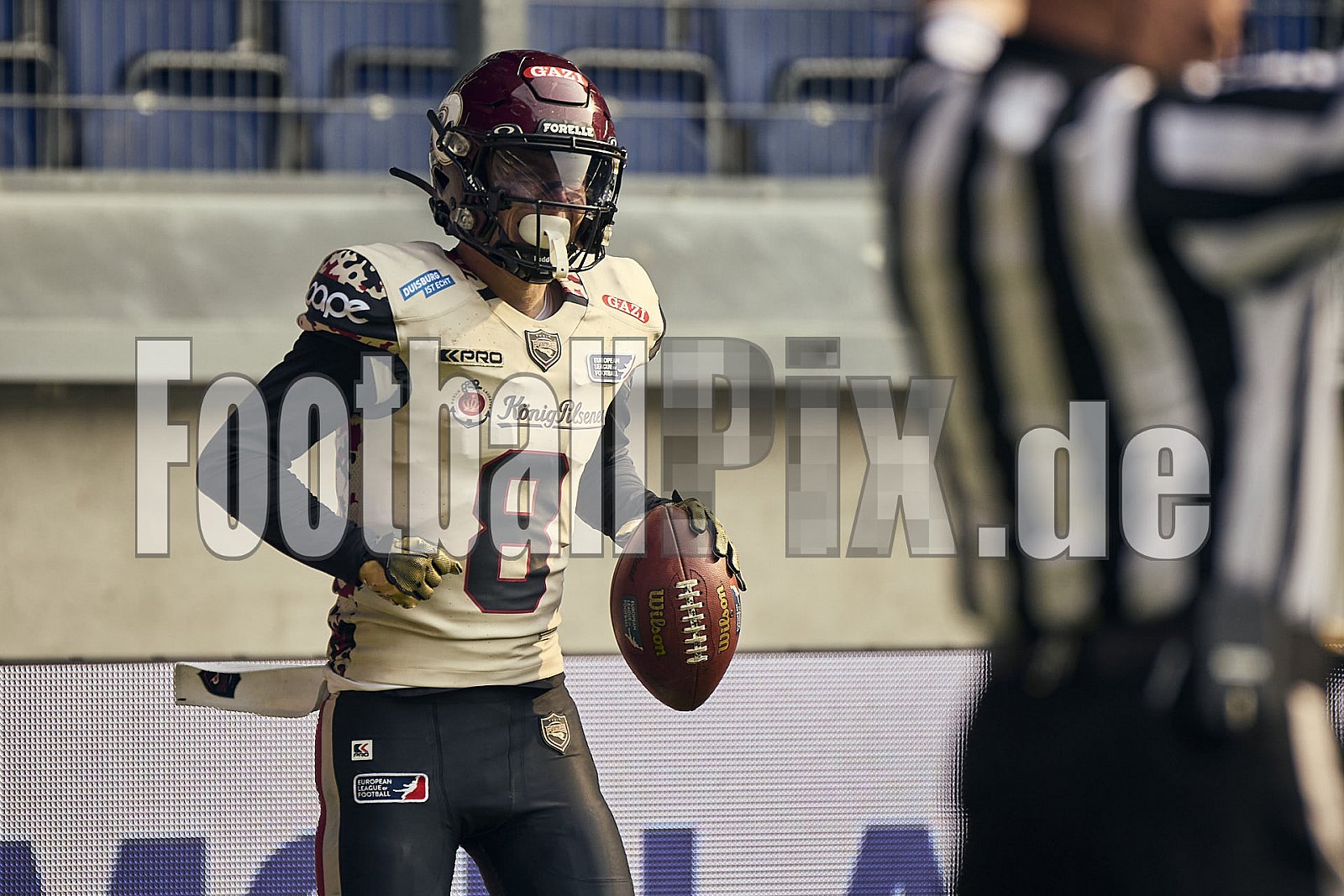 13.Spielwoche der European League of Football (ELF) Season 2024 Berlin Thunder at Rhein Fire am 18.08.2024 im Stadion . Spiel Endstand 14 : 47. Bildnummer: 2024-08-18_0757 - Elf BerlinThunderAtRheinFire