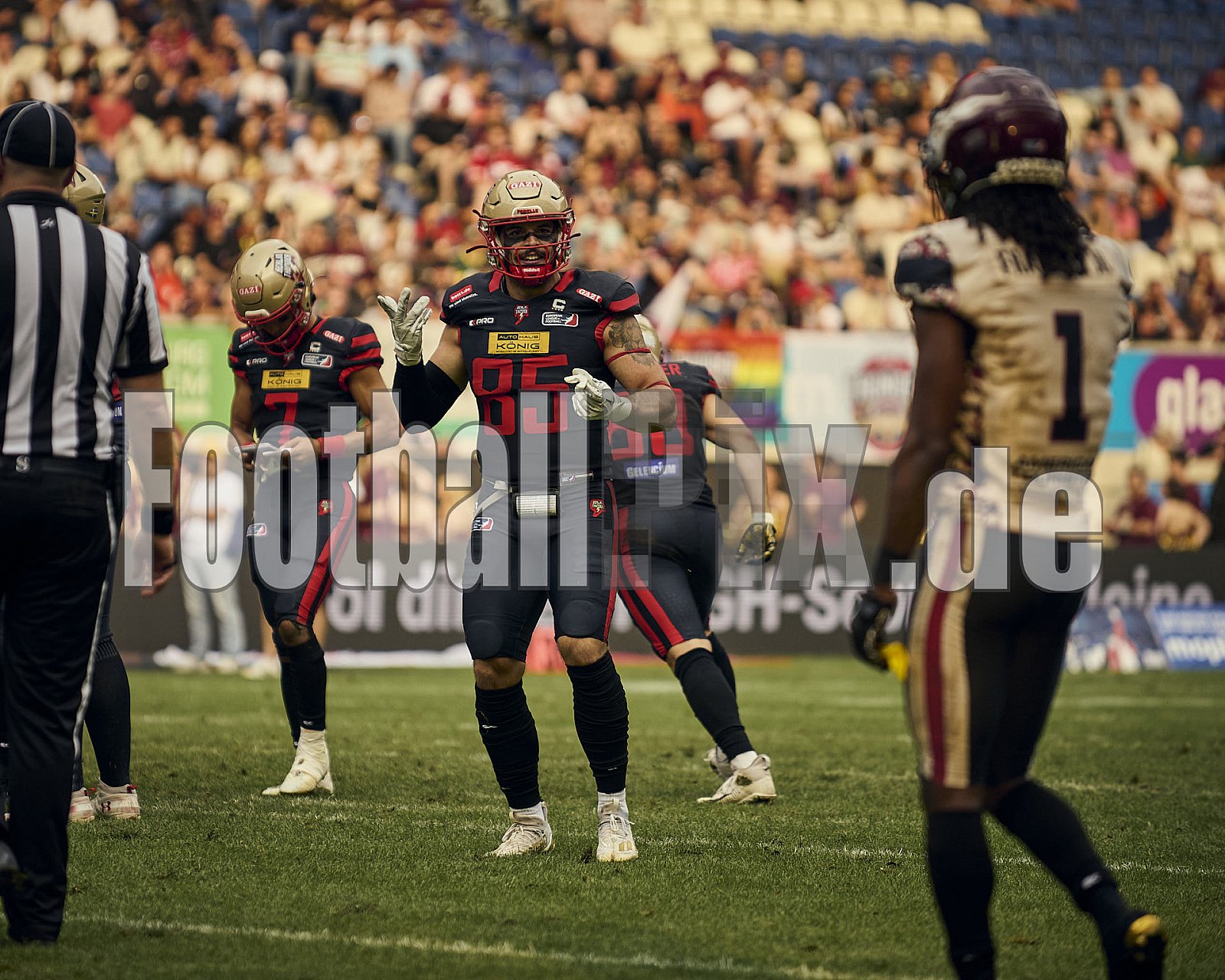 13.Spielwoche der European League of Football (ELF) Season 2024 Berlin Thunder at Rhein Fire am 18.08.2024 im Stadion . Spiel Endstand 14 : 47. Bildnummer: 2024-08-18_0894 - Elf BerlinThunderAtRheinFire