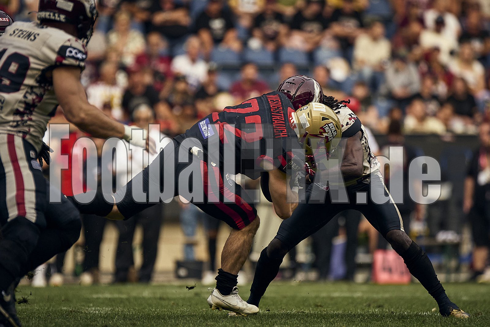 13.Spielwoche der European League of Football (ELF) Season 2024 Berlin Thunder at Rhein Fire am 18.08.2024 im Stadion . Spiel Endstand 14 : 47. Bildnummer: 2024-08-18_1063 - Elf BerlinThunderAtRheinFire