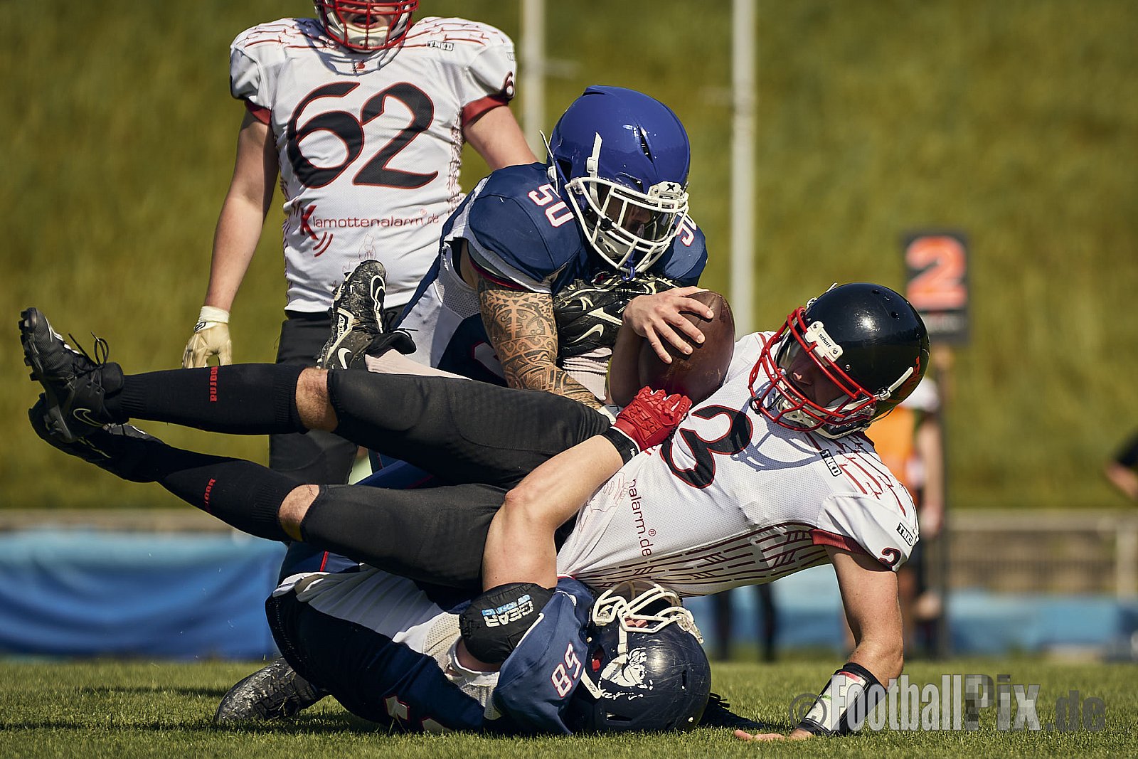 AFCV Verbandsliga NRW Season 2024 Recklinghausen Chargers vs. Siegen Sentinels am 24.08.2024 im Stadion Hohenhorst, Recklinghausen, Punkte Endstand 4 : 7.
[Bildnummer: 2024-08-24_0176] - RecklinghausenChargersVsSiegenSentinels