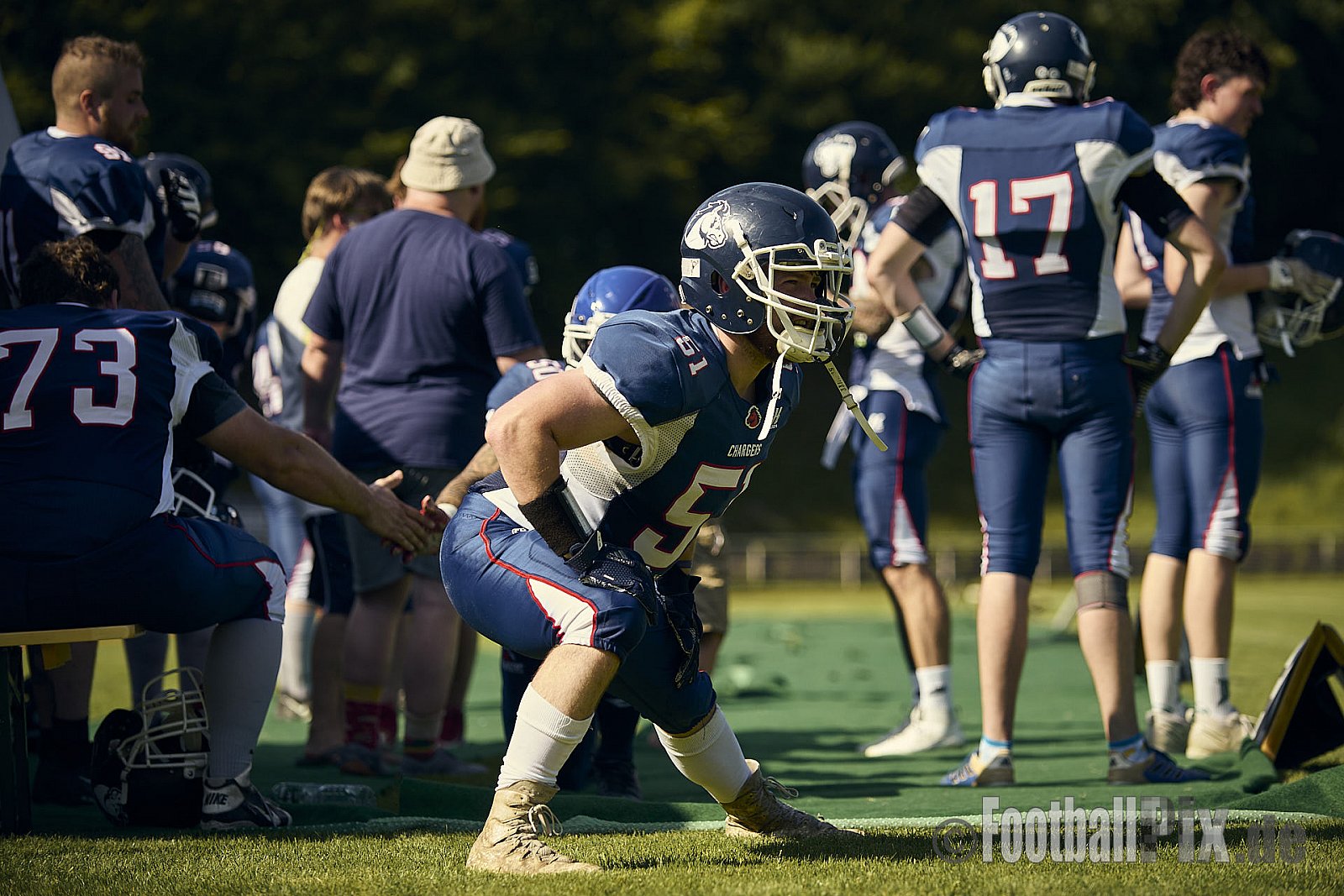 AFCV Verbandsliga NRW Season 2024 Recklinghausen Chargers vs. Siegen Sentinels am 24.08.2024 im Stadion Hohenhorst, Recklinghausen, Punkte Endstand 4 : 7.
[Bildnummer: 2024-08-24_0260] - RecklinghausenChargersVsSiegenSentinels