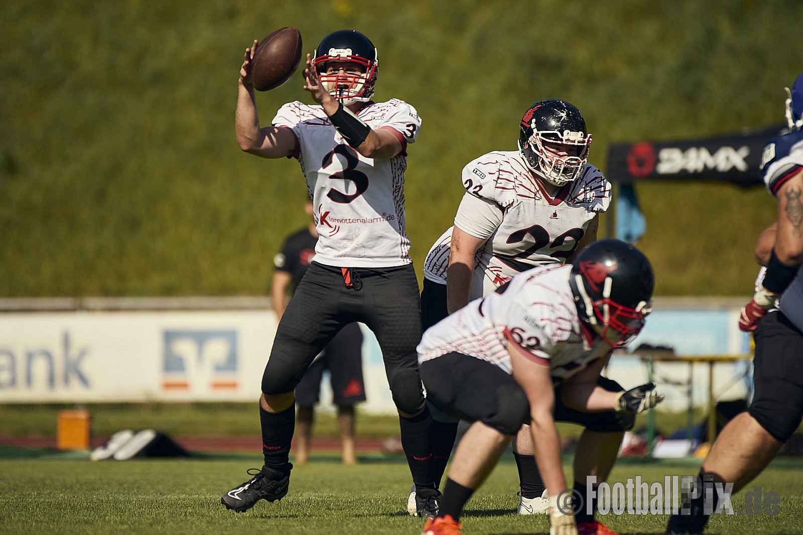 AFCV Verbandsliga NRW Season 2024 Recklinghausen Chargers vs. Siegen Sentinels am 24.08.2024 im Stadion Hohenhorst, Recklinghausen, Punkte Endstand 4 : 7.
[Bildnummer: 2024-08-24_0309] - RecklinghausenChargersVsSiegenSentinels