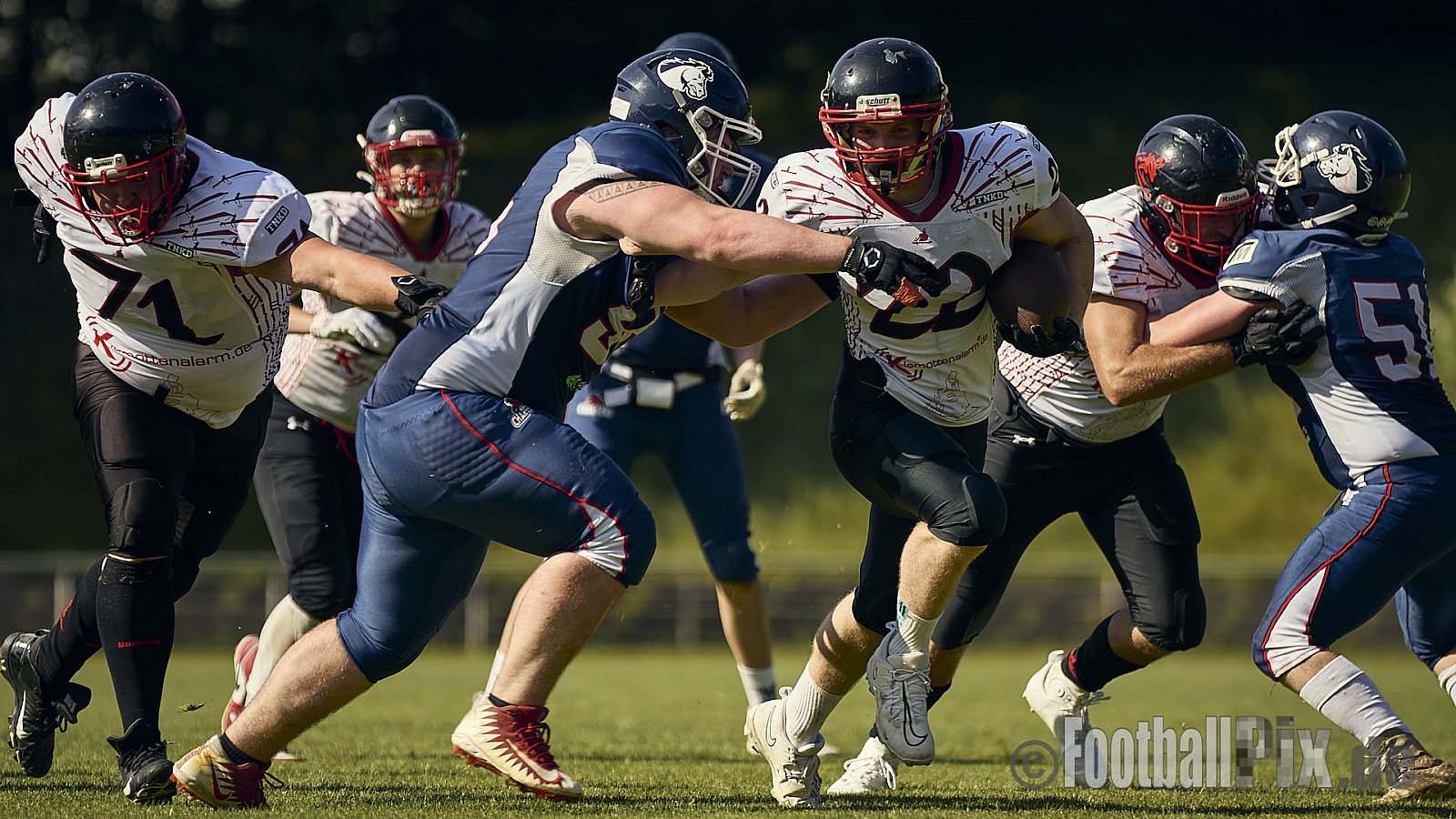 AFCV Verbandsliga NRW Season 2024 Recklinghausen Chargers vs. Siegen Sentinels am 24.08.2024 im Stadion Hohenhorst, Recklinghausen, Punkte Endstand 4 : 7.
[Bildnummer: 2024-08-24_0335] - RecklinghausenChargersVsSiegenSentinels