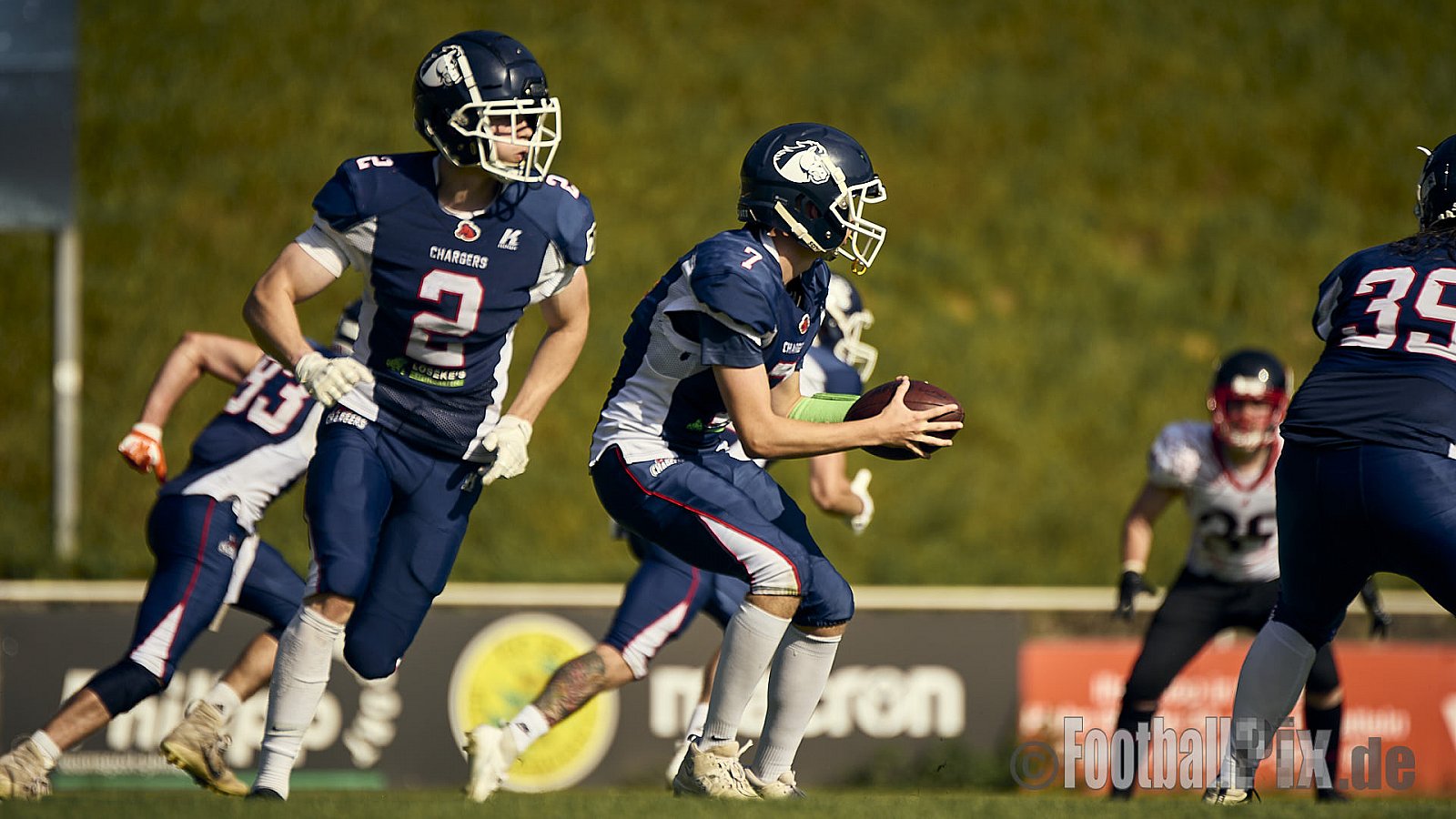 AFCV Verbandsliga NRW Season 2024 Recklinghausen Chargers vs. Siegen Sentinels am 24.08.2024 im Stadion Hohenhorst, Recklinghausen, Punkte Endstand 4 : 7.
[Bildnummer: 2024-08-24_0476] - RecklinghausenChargersVsSiegenSentinels