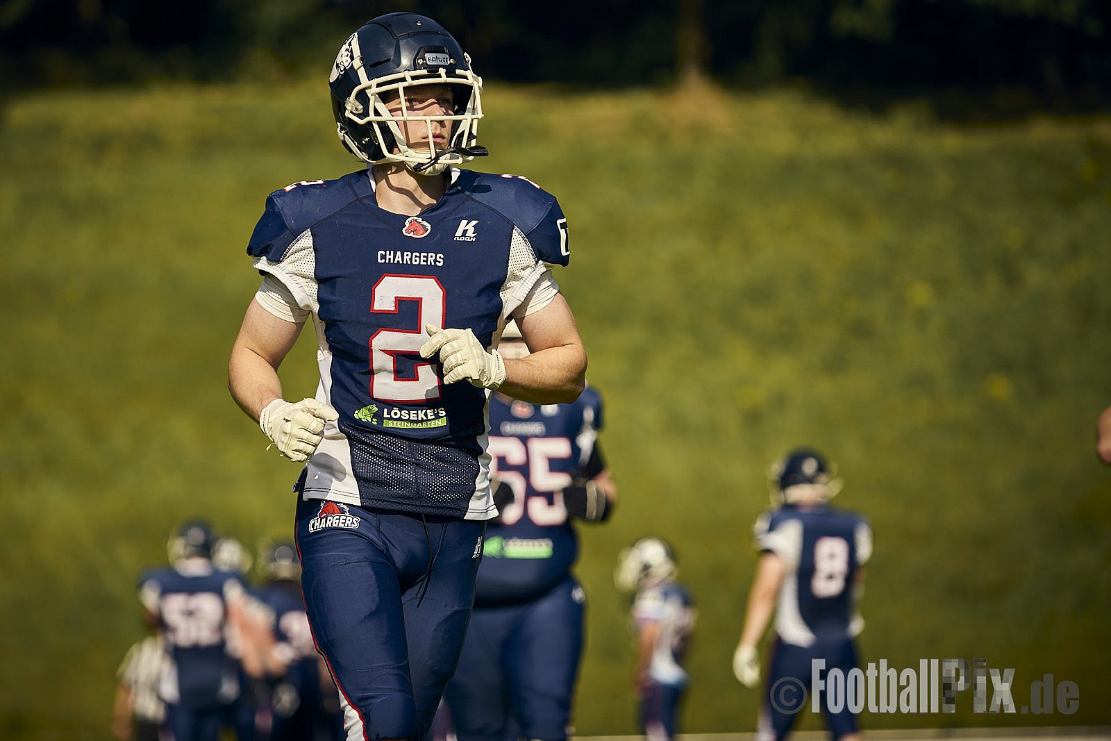AFCV Verbandsliga NRW Season 2024 Recklinghausen Chargers vs. Siegen Sentinels am 24.08.2024 im Stadion Hohenhorst, Recklinghausen, Punkte Endstand 4 : 7.
[Bildnummer: 2024-08-24_0503] - RecklinghausenChargersVsSiegenSentinels
