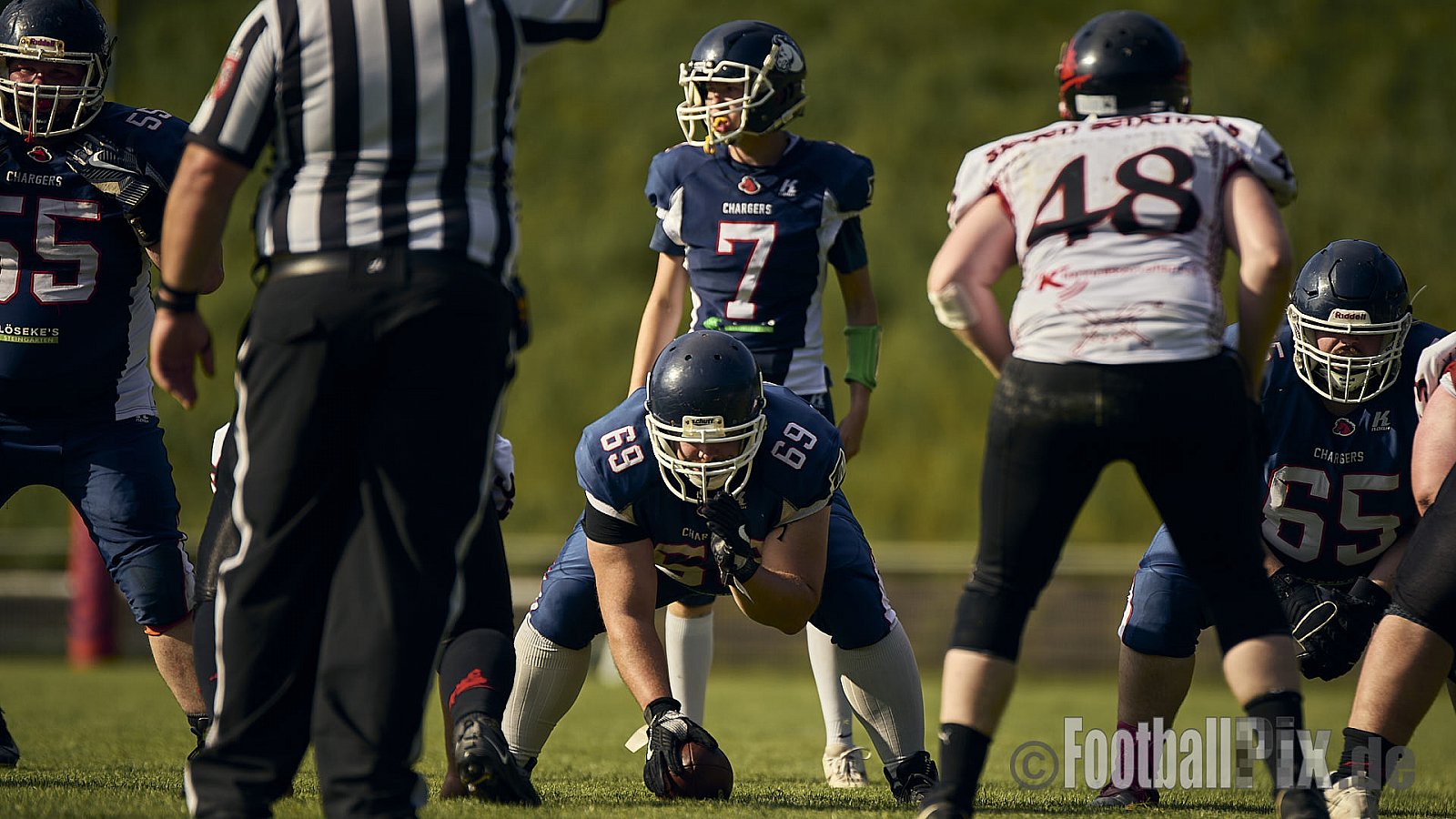 AFCV Verbandsliga NRW Season 2024 Recklinghausen Chargers vs. Siegen Sentinels am 24.08.2024 im Stadion Hohenhorst, Recklinghausen, Punkte Endstand 4 : 7.
[Bildnummer: 2024-08-24_0507] - RecklinghausenChargersVsSiegenSentinels