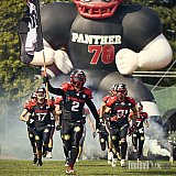 GFL2 Season 2024 Düsseldorf Panther vs. Lübeck Cougars am 31.08.2024 im Bezirks Sportanlage Benrath, Nürnberger Straße, Benrath, Stadtbezirk 9, Dusseldorf, North Rhine-Westphalia, 40599, Germany. Punkte Endstand 16 : 10. - DPantherVsLuebeckCougars