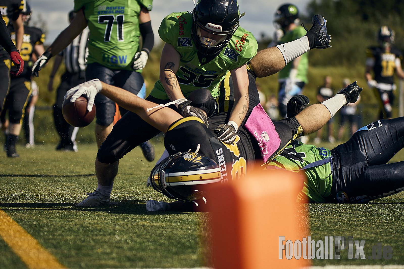 AFCV Landesliga NRW Season 2024 Euskirchen Lions vs. Herne Black Barons am 08.09.2024 im Stadion Sportanlage Stotzheim, Gertrudenhof, Stotzheim, 53879 Euskirchen, Punkte Endstand 51 : 0.
[Bildnummer: 2024-09-08_0227] - EuskirchenLionsVsHerneBlackBarons