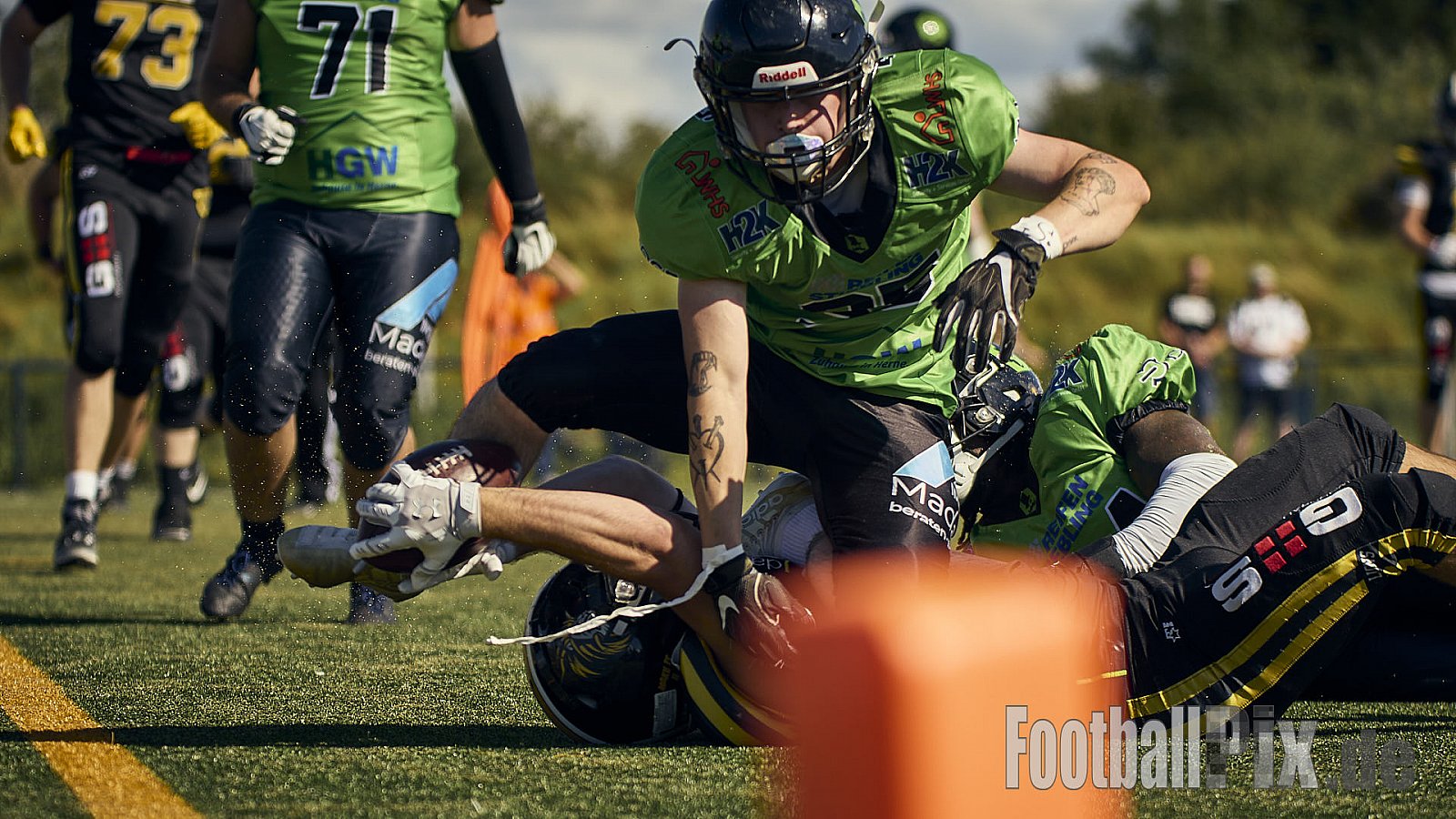 AFCV Landesliga NRW Season 2024 Euskirchen Lions vs. Herne Black Barons am 08.09.2024 im Stadion Sportanlage Stotzheim, Gertrudenhof, Stotzheim, 53879 Euskirchen, Punkte Endstand 51 : 0.
[Bildnummer: 2024-09-08_0231] - EuskirchenLionsVsHerneBlackBarons