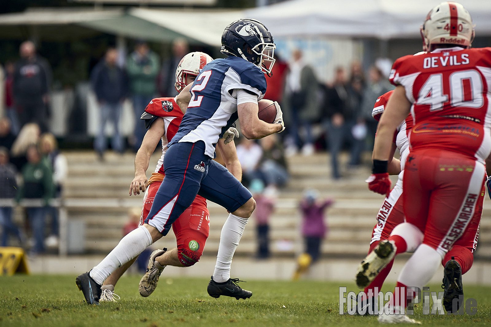 AFCV VL NRW | Gelsenkirchen Devils vs. Recklinghausen Chargers | 28.09.2024 | BV Horst Süd 1962 e.V., Am Hesterkamp, Horst, Gelsenkirchen-West, Gelsenkirchen, North Rhine-Westphalia, 45899, Germany | Punkte Endstand 21 : 35 | Bildnummer: 2024-09-28_0565 - GelsenkirchenDevilsVsRecklinghausenChargers
