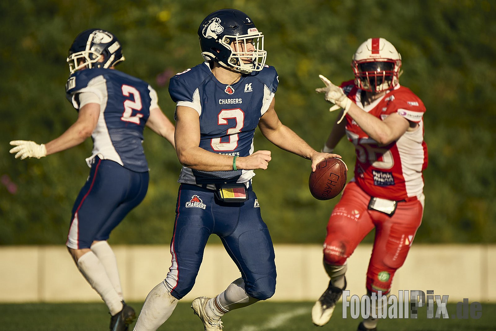 AFCV VL NRW | Gelsenkirchen Devils vs. Recklinghausen Chargers | 28.09.2024 | BV Horst Süd 1962 e.V., Am Hesterkamp, Horst, Gelsenkirchen-West, Gelsenkirchen, North Rhine-Westphalia, 45899, Germany | Punkte Endstand 21 : 35 | Bildnummer: 2024-09-28_0693 - GelsenkirchenDevilsVsRecklinghausenChargers