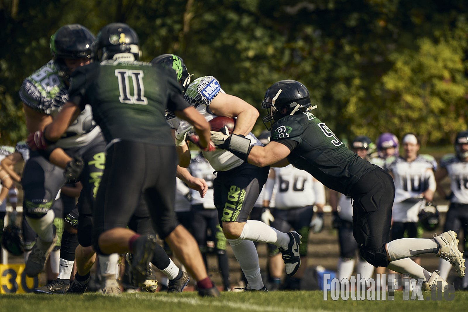 AFCV VL NRW | Rheine Raptors vs. Lippstadt Eagles | 29.09.2024 | Jahnstadion, Schützenstraße, Südesch, Eschendorf, Rheine, Kreis Steinfurt, North Rhine-Westphalia, 48429, Germany | Punkte Endstand 03 : 14 | Bildnummer: 2024-09-29_0183 - RheineRaptorsVsLippstadtEagles