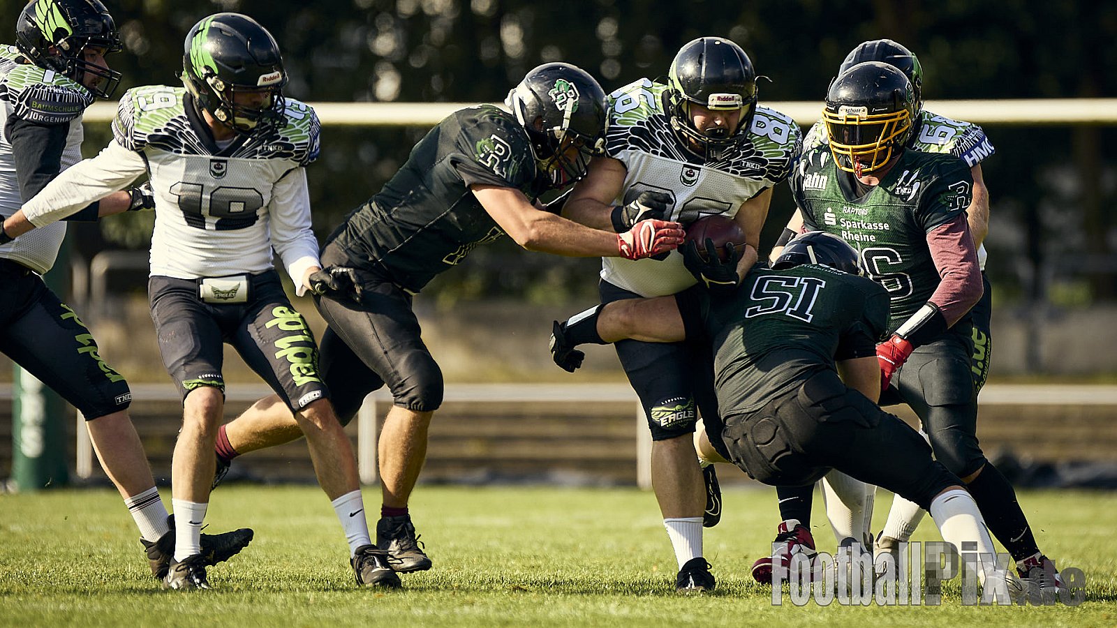 AFCV VL NRW | Rheine Raptors vs. Lippstadt Eagles | 29.09.2024 | Jahnstadion, Schützenstraße, Südesch, Eschendorf, Rheine, Kreis Steinfurt, North Rhine-Westphalia, 48429, Germany | Punkte Endstand 03 : 14 | Bildnummer: 2024-09-29_0310 - RheineRaptorsVsLippstadtEagles