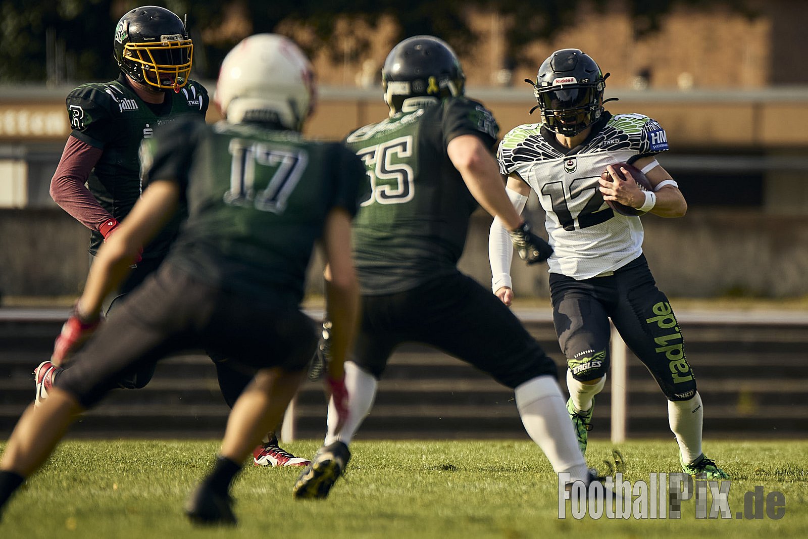 AFCV VL NRW | Rheine Raptors vs. Lippstadt Eagles | 29.09.2024 | Jahnstadion, Schützenstraße, Südesch, Eschendorf, Rheine, Kreis Steinfurt, North Rhine-Westphalia, 48429, Germany | Punkte Endstand 03 : 14 | Bildnummer: 2024-09-29_0400 - RheineRaptorsVsLippstadtEagles
