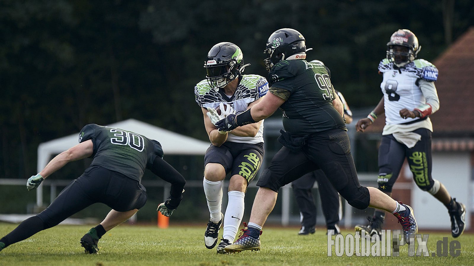 AFCV VL NRW | Rheine Raptors vs. Lippstadt Eagles | 29.09.2024 | Jahnstadion, Schützenstraße, Südesch, Eschendorf, Rheine, Kreis Steinfurt, North Rhine-Westphalia, 48429, Germany | Punkte Endstand 03 : 14 | Bildnummer: 2024-09-29_0512 - RheineRaptorsVsLippstadtEagles