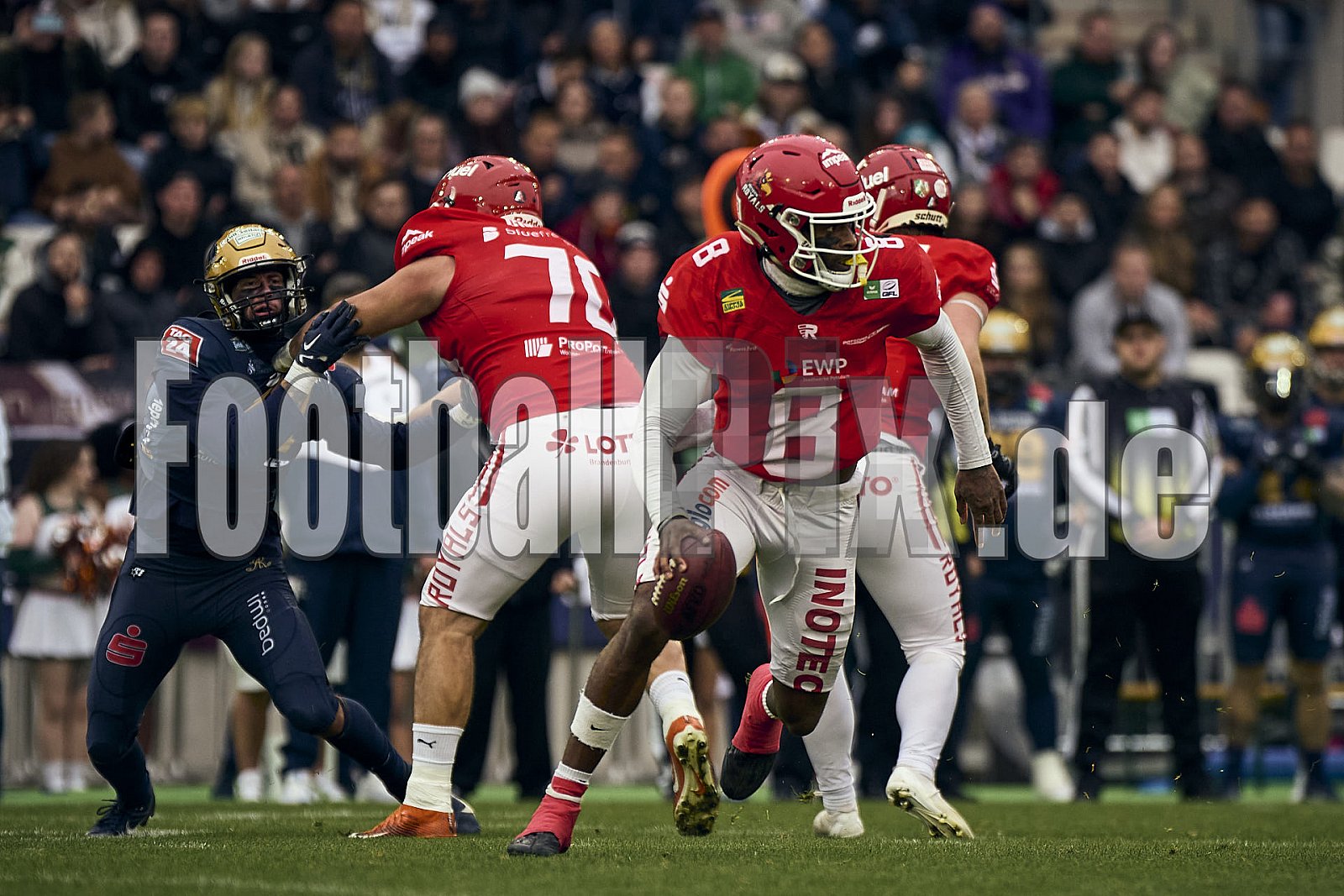 GFL Bowl | Potsdam Royals vs. Dresden Monarchs | 12.10.2024 | Stadion an der Hafenstraße, 97A, Hafenstraße, Vogelheim, Stadtbezirk V, Essen, North Rhine-Westphalia, 45356, Germany | Punkte Endstand 27 : 21 | Bildnummer: 2024-10-12_0306 - GFLBowl2024PotsdamRoyalsVsDresdenMonarchs