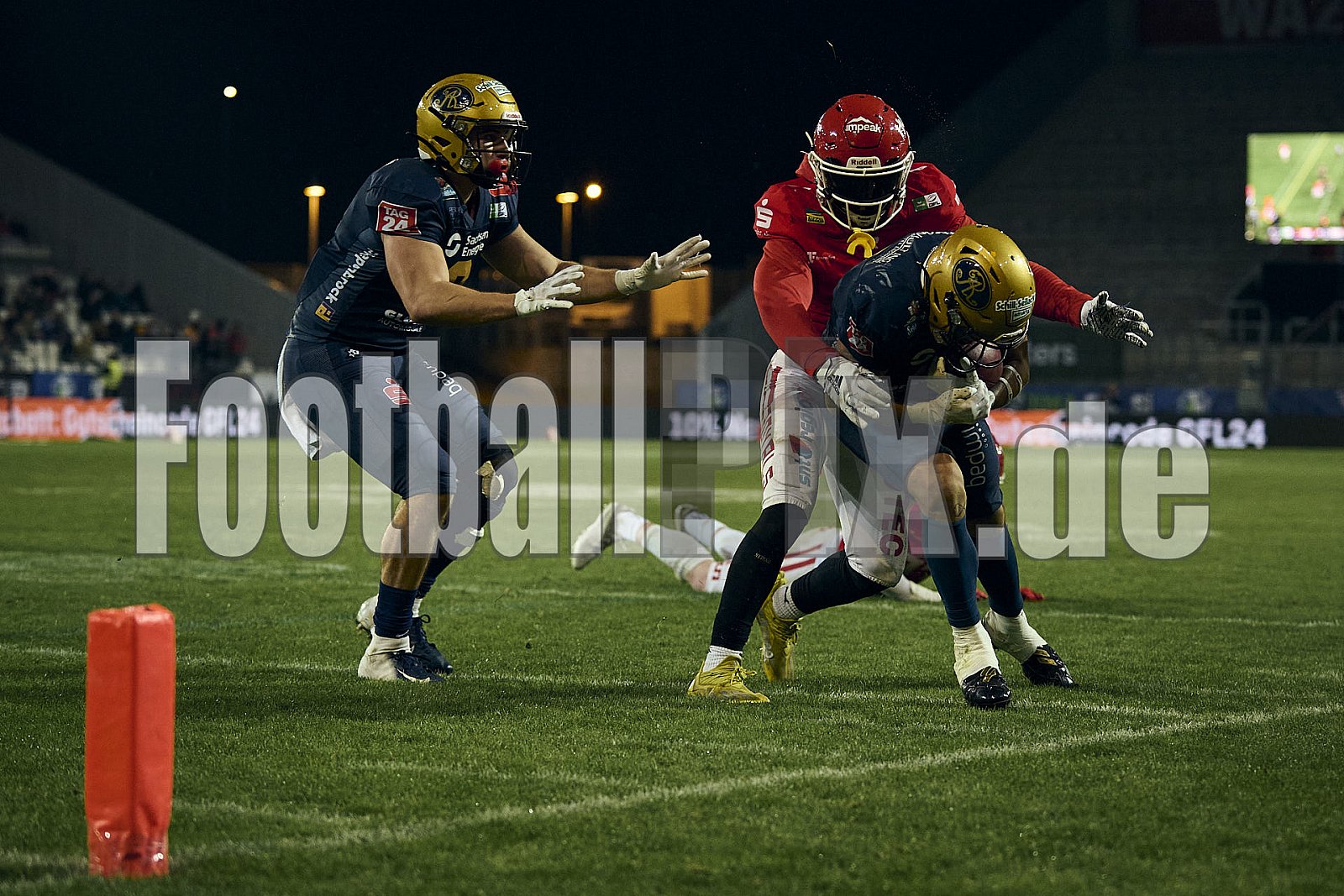 GFL Bowl | Potsdam Royals vs. Dresden Monarchs | 12.10.2024 | Stadion an der Hafenstraße, 97A, Hafenstraße, Vogelheim, Stadtbezirk V, Essen, North Rhine-Westphalia, 45356, Germany | Punkte Endstand 27 : 21 | Bildnummer: 2024-10-12_0839 - GFLBowl2024PotsdamRoyalsVsDresdenMonarchs