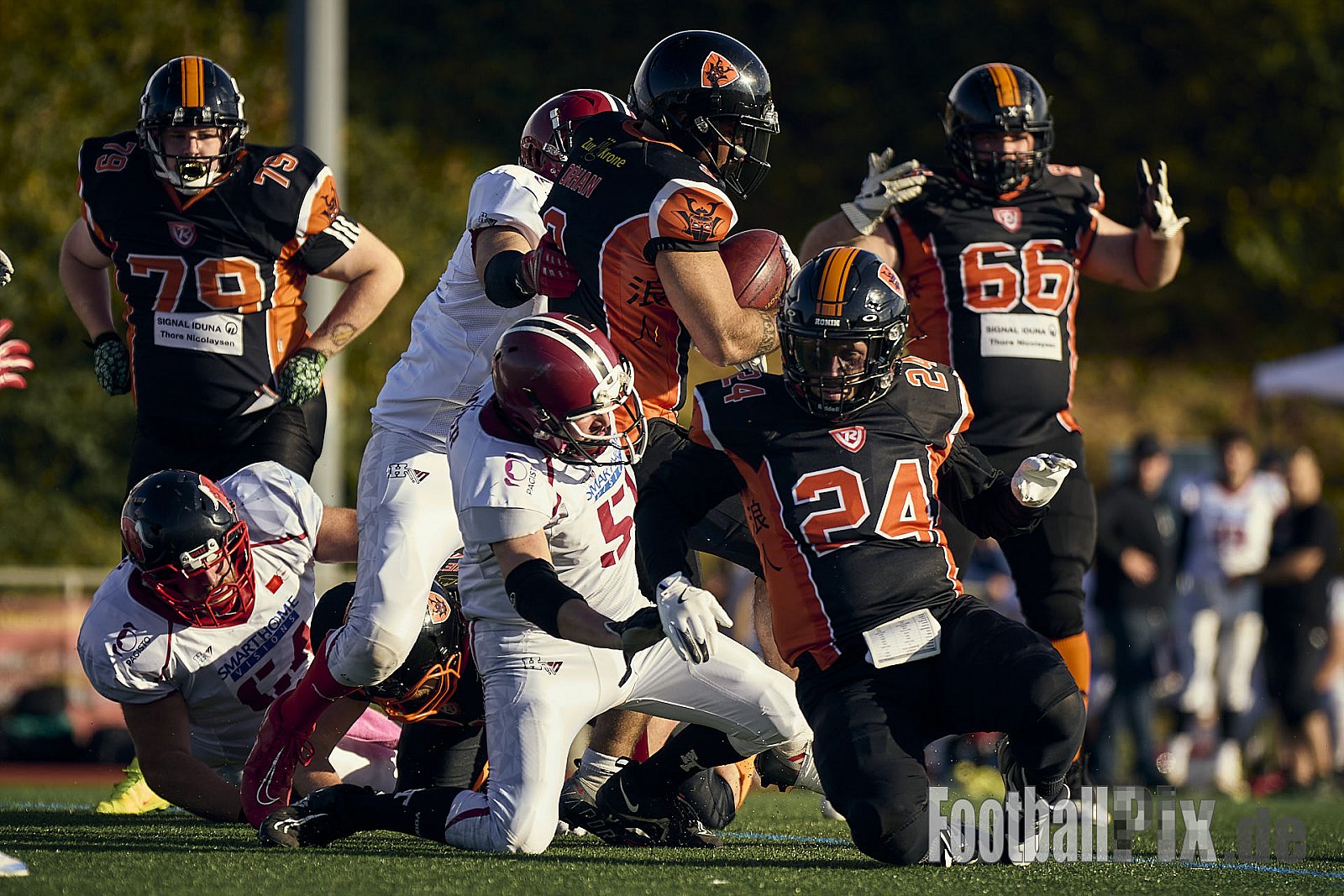 AFCV LL NRW | Cologne Ronin vs. Iserlohn Titans | 19.10.2024 | Bezirkssportanlage Rodenkirchen, Sürther Straße, Michaelshoven, Rodenkirchen, Cologne, North Rhine-Westphalia, 50999, Germany | Punkte Endstand 29 : 42 | Bildnummer: 2024-10-19_0286 - CologneRoninVsIserlohnTitans