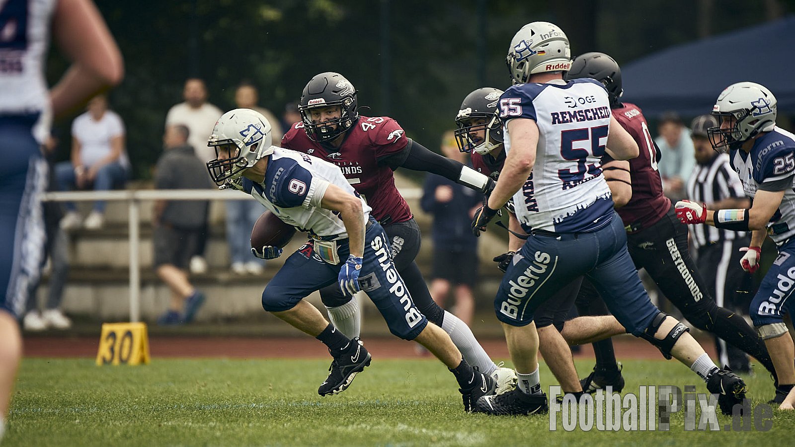AFCV OL NRW | Remscheid Amboss vs. Wuppertal Greyhounds | 03.05.2025 | Stadion Reinshagen, Remscheid | Punkte Endstand 14 : 07 | Bildnummer: 2025-05-03_0173 - RemscheidAmbossVsWuppertalGreyhounds