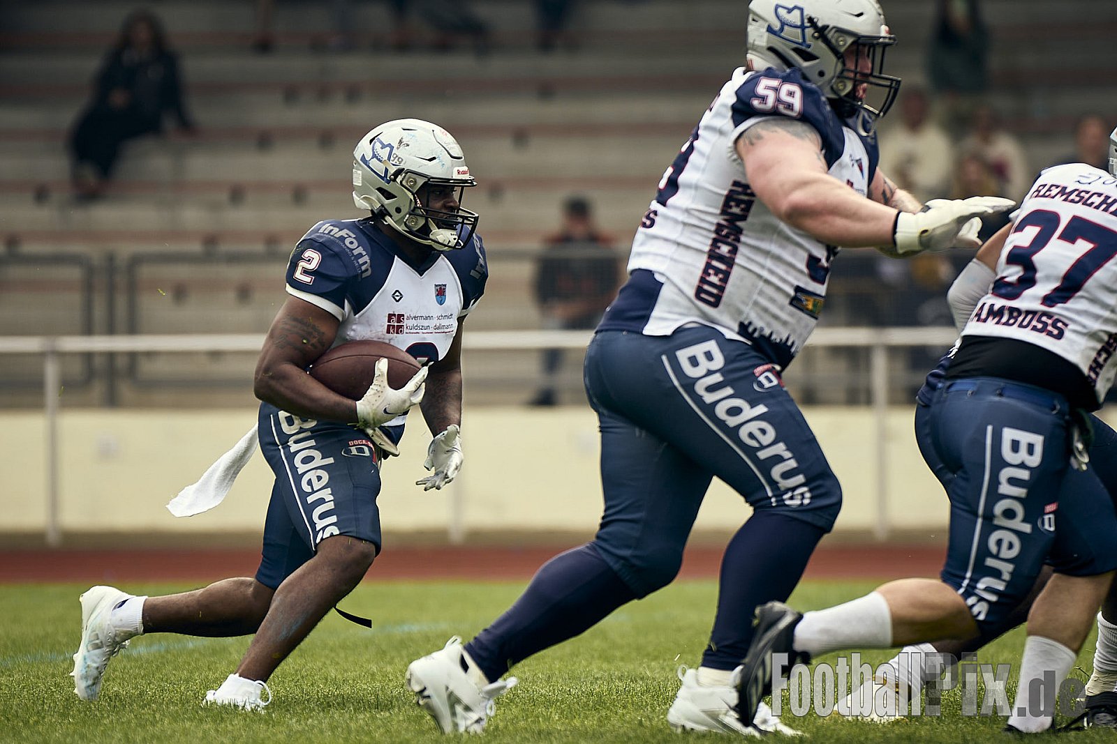 AFCV OL NRW | Remscheid Amboss vs. Wuppertal Greyhounds | 03.05.2025 | Stadion Reinshagen, Remscheid | Punkte Endstand 14 : 07 | Bildnummer: 2025-05-03_0244 - RemscheidAmbossVsWuppertalGreyhounds