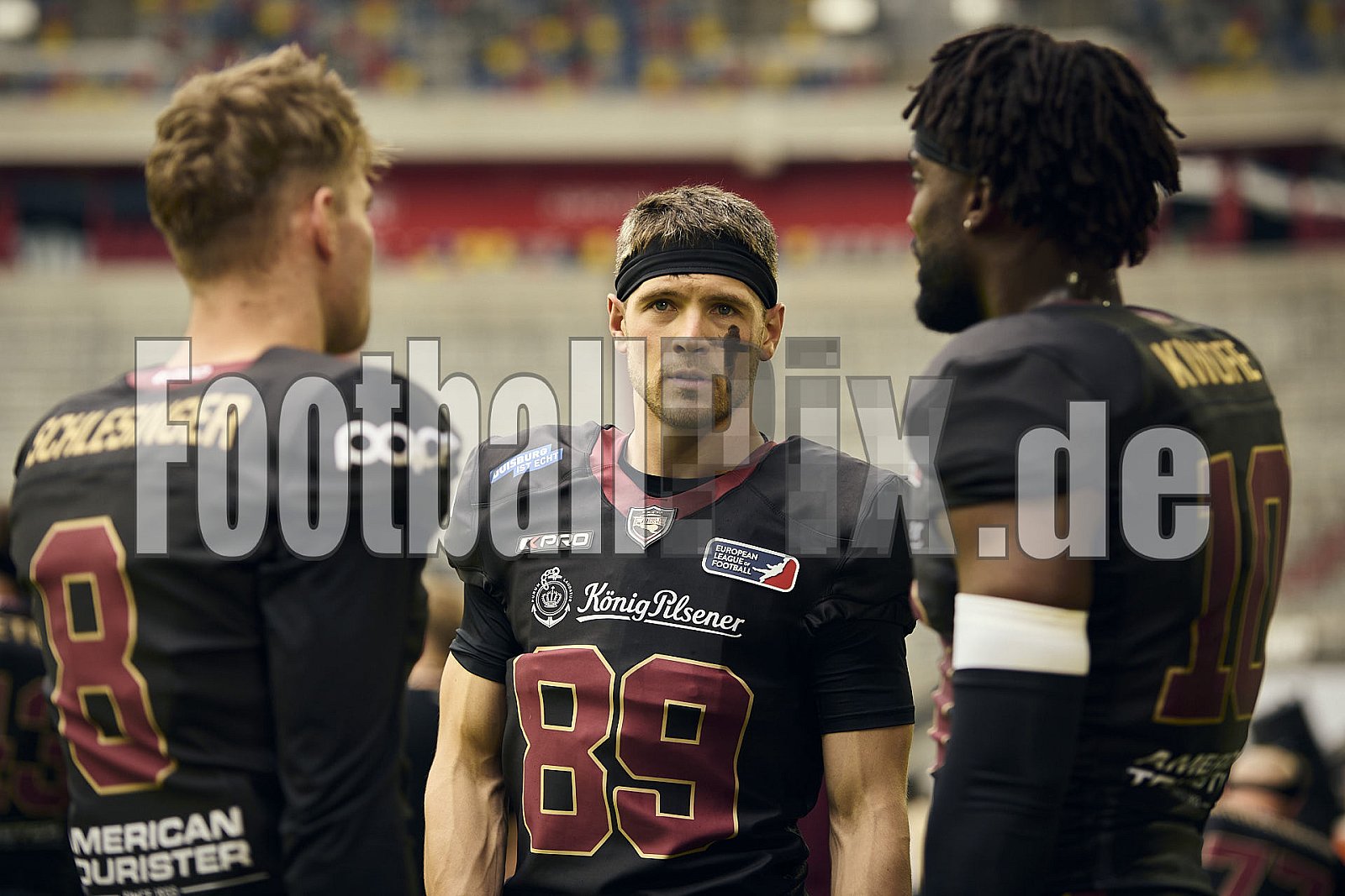 #89 Leon Höltker, Edge Rusher, Rhein Fire | ELF | Vienna Vikings at Rhein Fire |  Punkte Endstand 21 : 08 | Merkur Spiel-Arena, Dusseldorf | 01.06.2025 | Bildnummer: 2025-06-01_1086 - ViennaVikingsAtRheinFire
