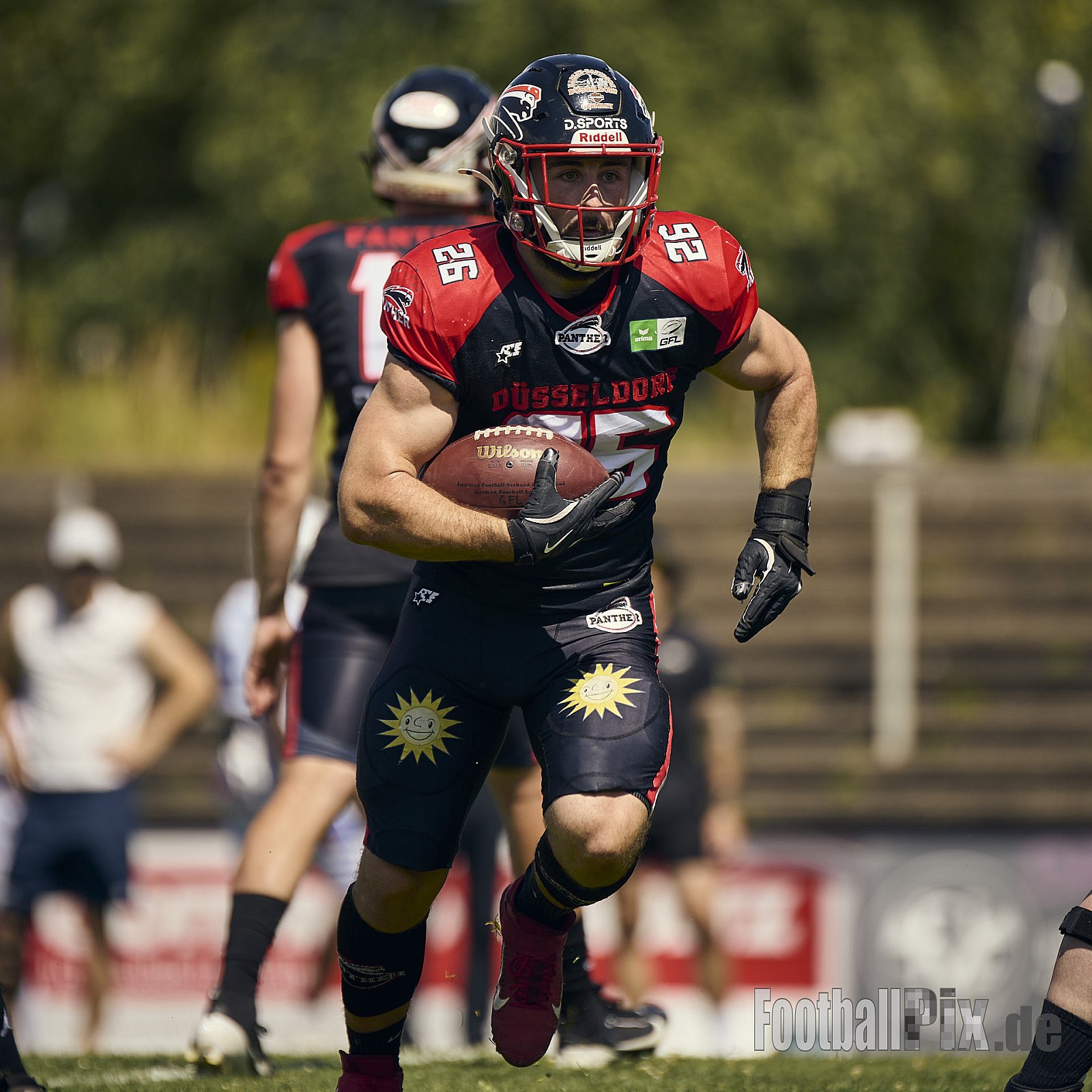 #26 François-Guilhem Pion, Offense, Düsseldorf Panther | GFL | Düsseldorf Panther vs. Pforzheim Wilddogs |  Punkte Endstand 14 : 07 | Stadion Benrath, Düsseldorf | 28.06.2025 | Job ID: 2025-06-28_0001 - DPantherVsPforzheimWilddogs