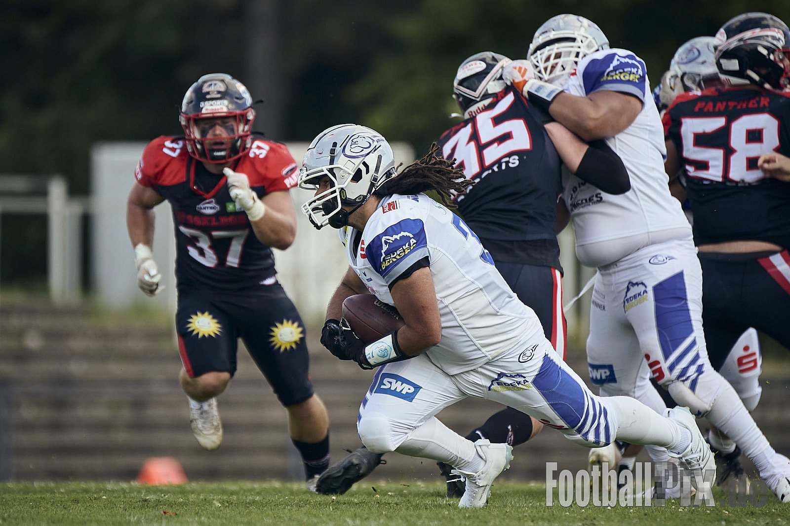 GFL | Düsseldorf Panther vs. Pforzheim Wilddogs |  Punkte Endstand 14 : 07 | Stadion Benrath, Düsseldorf | 28.06.2025 | Job ID: 2025-06-28_0793 - DPantherVsPforzheimWilddogs
