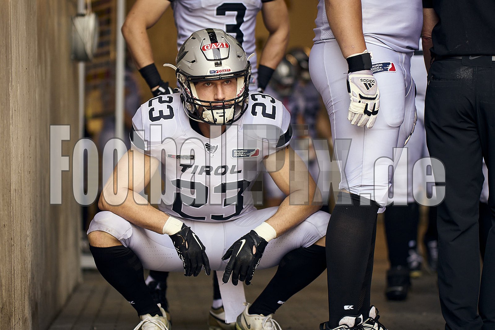 #23 Vincent Müller, Defensive Back, Raiders Tirol | ELF | Raiders Tirol at Rhein Fire |  Punkte Endstand 24 : 34 | Schauinsland-Reisen-Arena, Duisburg | 10.08.2025 - RaidersTirolAtRheinFire