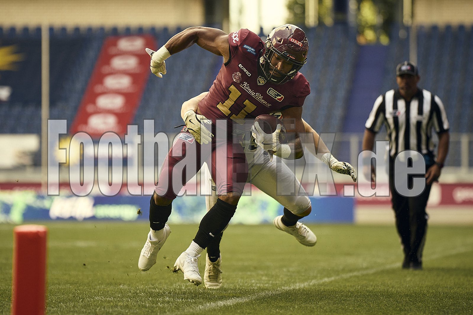 #11 Jonathan Scott, Fullback, Rhein Fire | ELF | Raiders Tirol at Rhein Fire |  Punkte Endstand 24 : 34 | Schauinsland-Reisen-Arena, Duisburg | 10.08.2025 - RaidersTirolAtRheinFire
