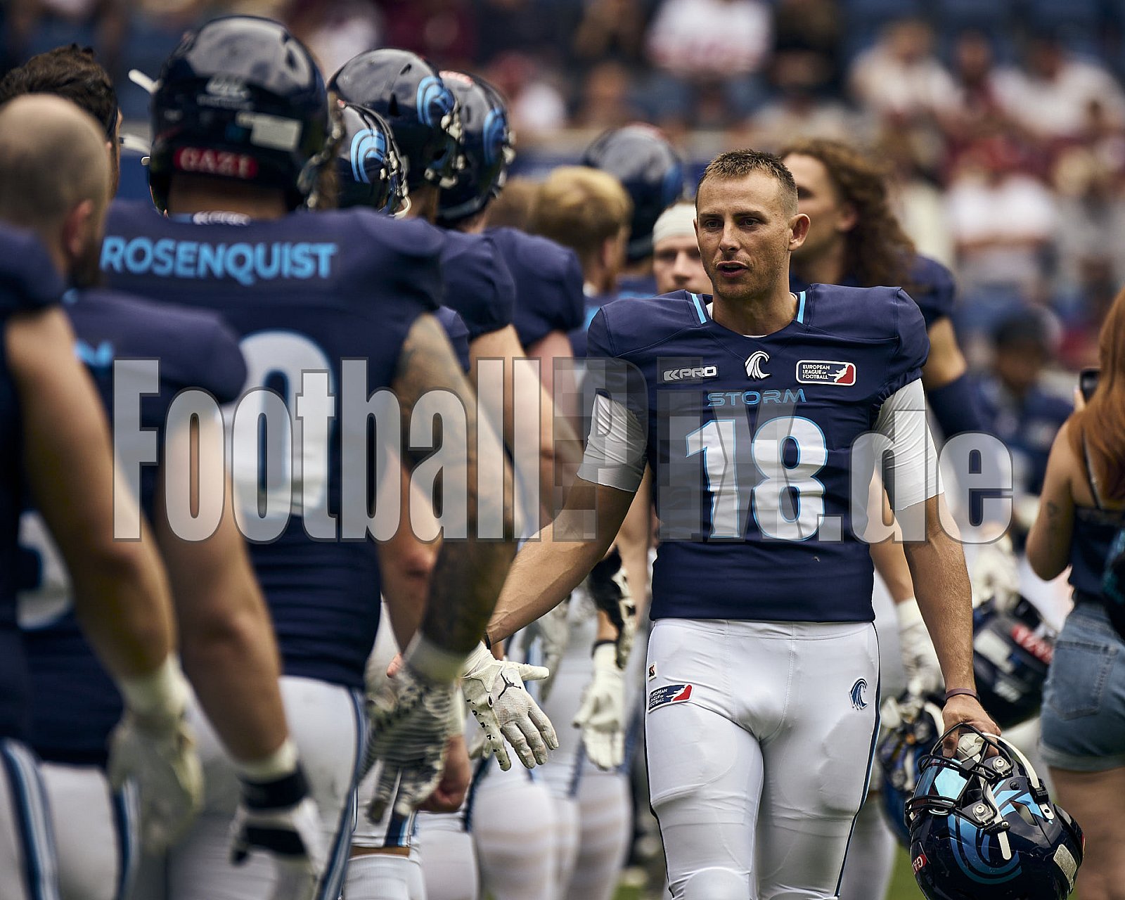 #18 Jadrian Clark, Quarterback, Nordic Storm | ELF | Nordic Storm at Rhein Fire |  Punkte Endstand 19 : 27 | Schauinsland-Reisen-Arena, Duisburg | 17.08.2025 - NordicStormAtRheinFire