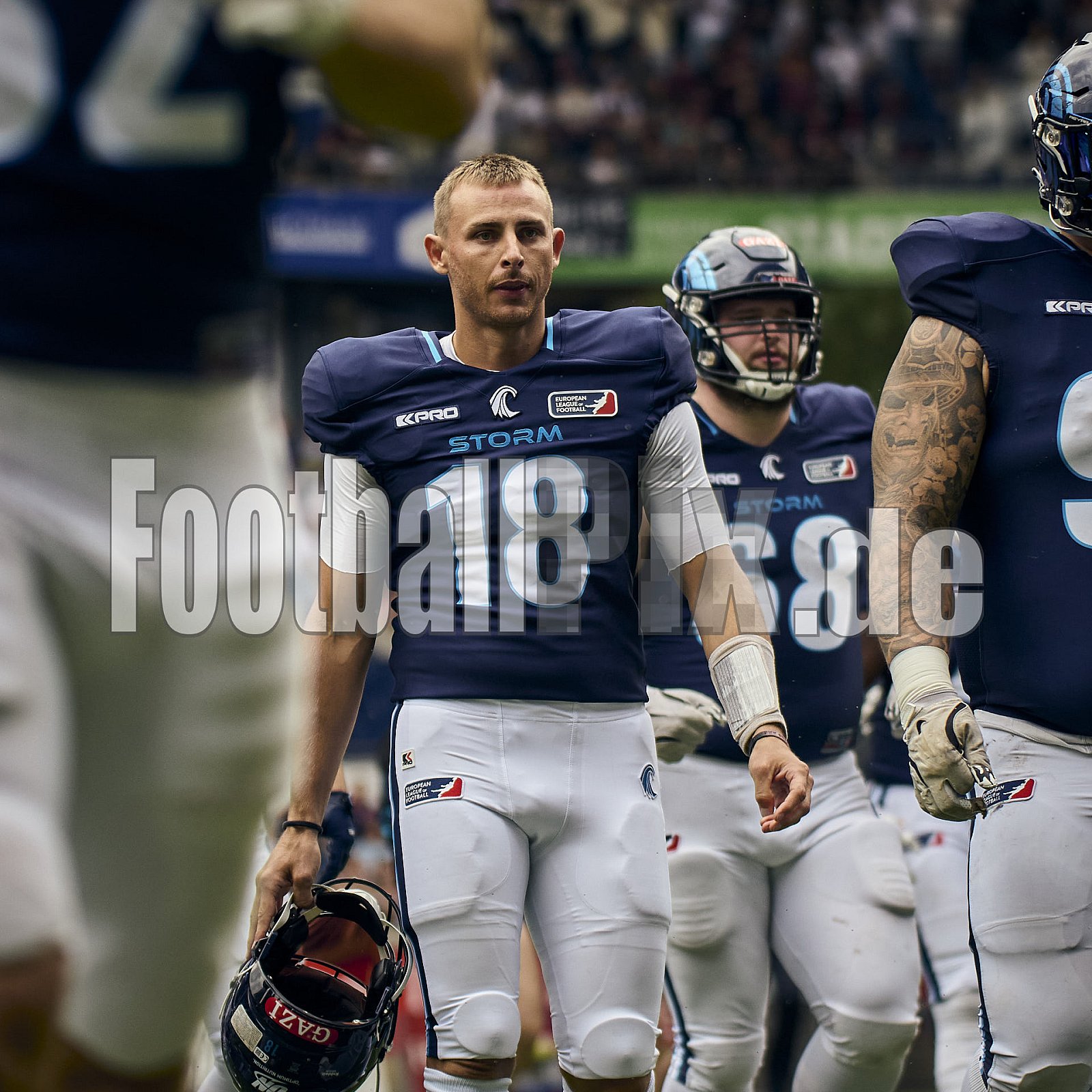 #18 Jadrian Clark, Quarterback, Nordic Storm | ELF | Nordic Storm at Rhein Fire |  Punkte Endstand 19 : 27 | Schauinsland-Reisen-Arena, Duisburg | 17.08.2025 - NordicStormAtRheinFire